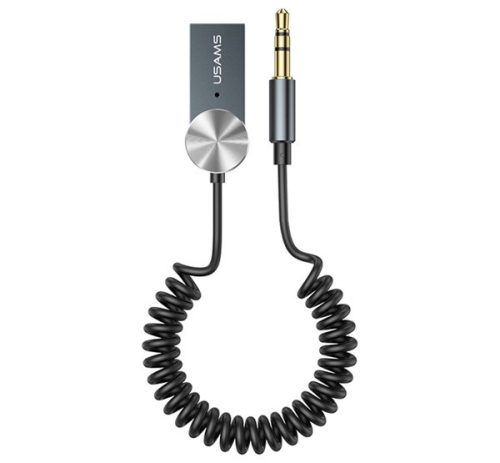 USAMS bluetooth audió adapter (v5.0 USB - EDR, 3.5mm jack, EDR, Android, IOS, spirálkábel) SÖTÉTSZÜRKE