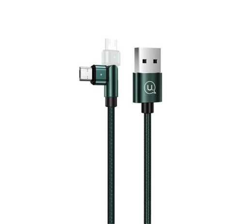 USAMS U60 adatkábel (USB - microUSB, 100cm, forgatható fej, LED jelzés) SÖTÉTZÖLD