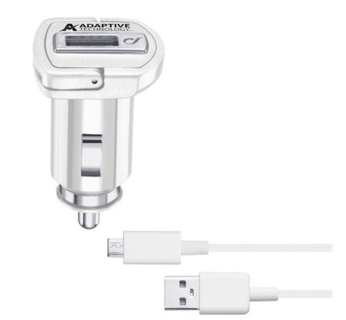 CELLULARLINE autós töltő USB aljzat (15W, gyorstöltő + microUSB kábel) FEHÉR