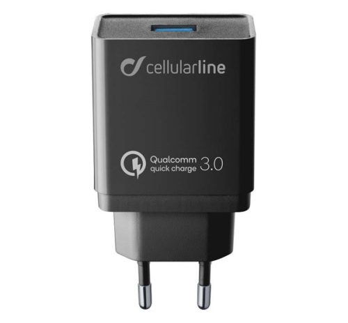 CELLULARLINE hálózati töltő USB aljzat (18W, PD gyorstöltő) FEKETE