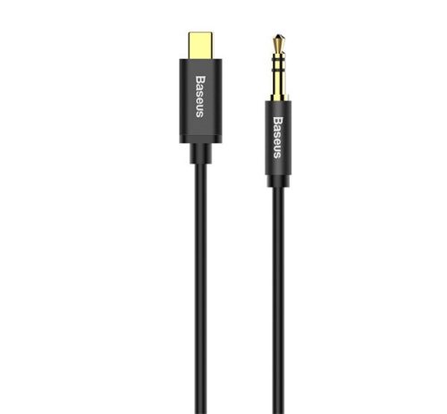 BASEUS M01 audió kábel (3.5mm - Type-C, 3 pólusú jack csatlakozó, 120cm, AUX) FEKETE