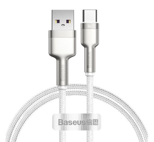 BASEUS CAFULE adatkábel (USB - Type-C, 66W, PD gyorstöltő, 100cm, cipőfűző) FEHÉR