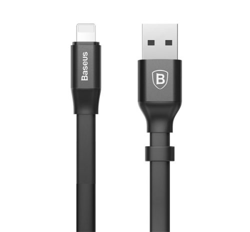 BASEUS NIMBLE adatkábel (USB - lightning, 2A, 23cm, lapos kábel) FEKETE