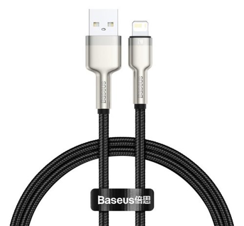 BASEUS CAFULE adatkábel (USB - lightning, 2.4A, PD gyorstöltő, 25cm, cipőfűző) FEKETE