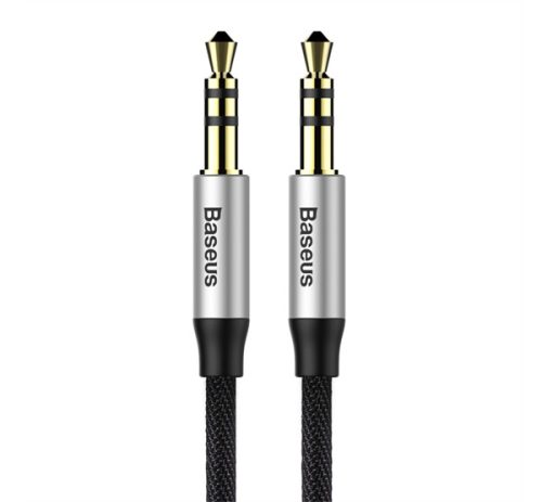 BASEUS YIVEN M30 audió kábel (3.5mm jack - 3.5mm jack, 100cm, cipőfűző) FEKETE