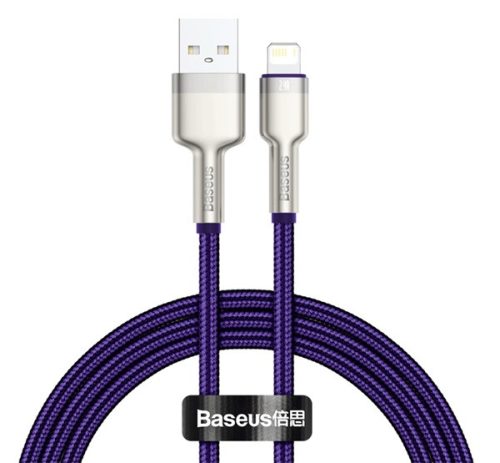 BASEUS CAFULE adatkábel (USB - lightning, 2.4A, gyorstöltő, 100cm, cipőfűző) LILA