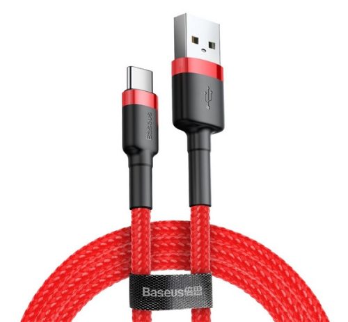 BASEUS CAFULE adatkábel (USB - Type-C, 2A, PD gyorstöltő 3.0, 200cm, cipőfűző) PIROS