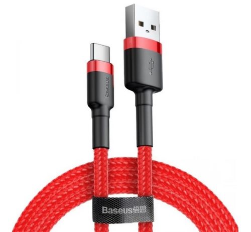 BASEUS CAFULE adatkábel (USB - Type-C, 3A, PD gyorstöltő 3.0, 100cm, cipőfűző) PIROS