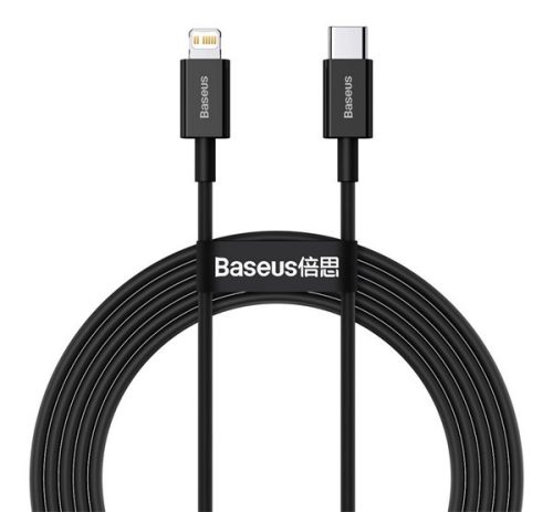 BASEUS SUPERIOR adatkábel (Type-C - lightning, 20W, PD gyorstöltő, 200cm, törésgátló) FEKETE