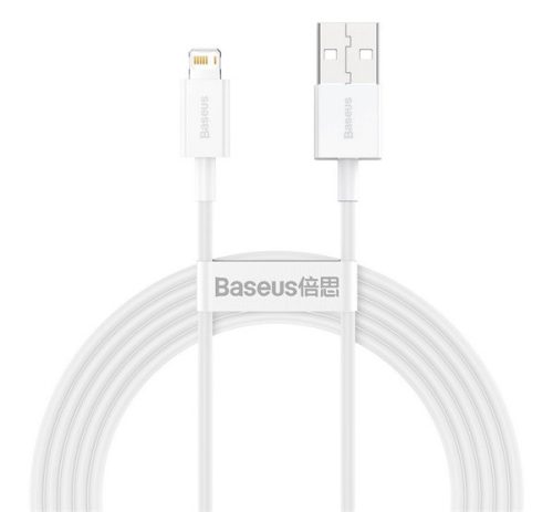 BASEUS SUPERIOR adatkábel (USB - lightning, 2.4A, PD gyorstöltő, 200cm, törésgátló) FEHÉR