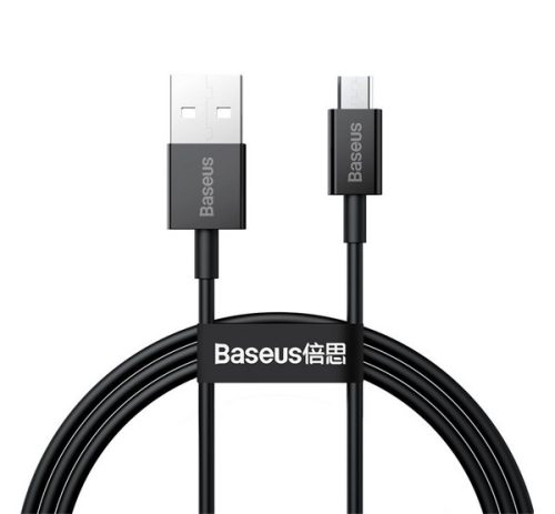 BASEUS SUPERIOR adatkábel (USB - microUSB, 2A, PD gyorstöltő, 100cm, törésgátló) FEKETE