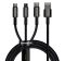 BASEUS töltőkábel 3in1 (USB - lightning/Type-C/microUSB, gyorstöltő, 150cm, törésgátló) FEKETE