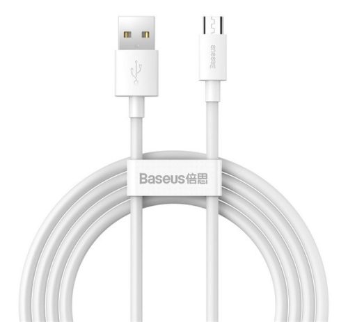 BASEUS WISDOM adatkábel 2db (USB - microUSB, 2.1A, gyorstöltő, 150cm) FEHÉR