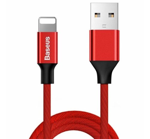 BASEUS YIVEN adatkábel (USB - lightning, 2A, gyorstöltő, 180cm, cipőfűző) PIROS