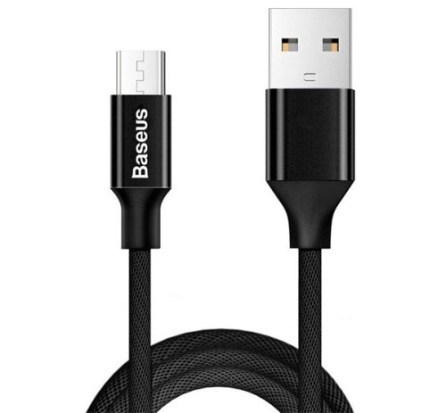 BASEUS YIVEN adatkábel (USB - microUSB, 2A, gyorstöltő, 150cm, cipőfűző) FEKETE