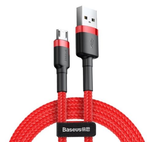 BASEUS CAFULE adatkábel (USB - microUSB, 2.4A, gyorstöltő 3.0, 100cm, törésgátló) PIROS