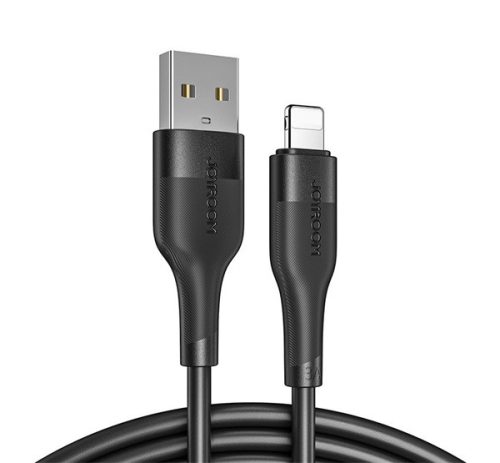 JOYROOM M12 adatkábel (USB - lightning, 3A, gyorstöltő, 100cm, törésgátló) FEKETE