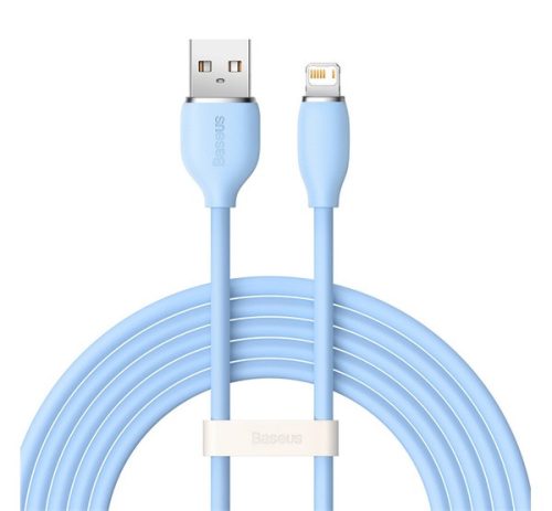 BASEUS JELLY LIQUID adatkábel (USB - lightning, 2.4A, gyorstöltő, 200cm) VILÁGOSKÉK