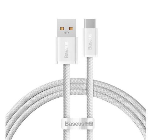 BASEUS DYNAMIC adatkábel (USB - Type-C, 6A, 100W, gyorstöltő, 100cm, cipőfűző) FEHÉR