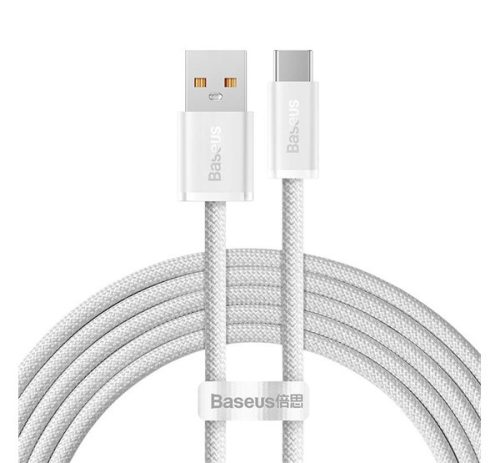 BASEUS DYNAMIC adatkábel (USB - Type-C, 6A, 100W, gyorstöltő, 200cm, cipőfűző) FEHÉR