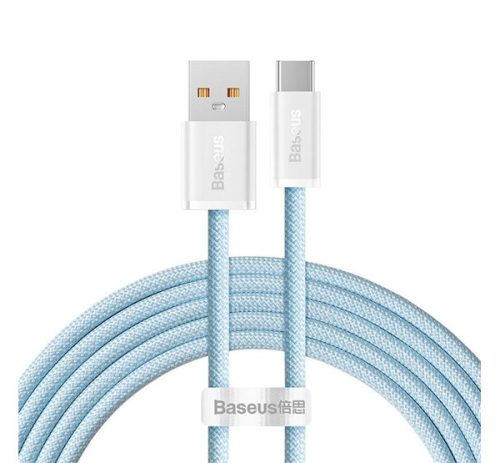 BASEUS DYNAMIC adatkábel (USB - Type-C, 6A, 100W, gyorstöltő, 200cm, cipőfűző) VILÁGOSKÉK