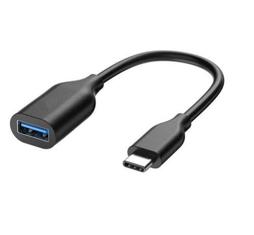 Adapter kábel (USB aljzat - Type-C, OTG) FEKETE