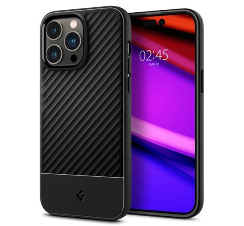 SPIGEN CORE ARMOR szilikon telefonvédő (ütésállóság, kameravédő, csíkos) FEKETE