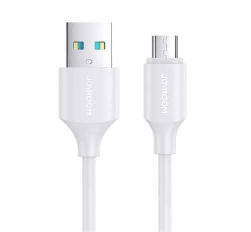 JOYROOM adatkábel (USB - microUSB, 2.4A, gyorstöltő, 25cm, törésgátló) FEHÉR