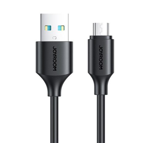 JOYROOM adatkábel (USB - microUSB, 2.4A, gyorstöltő, 25cm, törésgátló) FEKETE