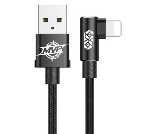 BASEUS MVP adatkábel (USB - lightning, 2A, gyorstöltő, 100cm, 90 fokos) FEKETE