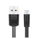 USAMS U2 adatkábel (USB - microUSB, 2A, gyorstöltő, 120cm, lapos kábel) FEKETE