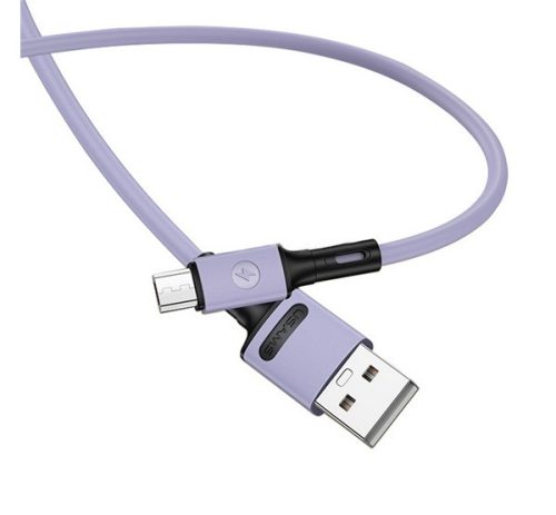 USAMS U52 adatkábel (USB - microUSB, 2A, gyorstöltő, 100cm, törésgátló) LILA