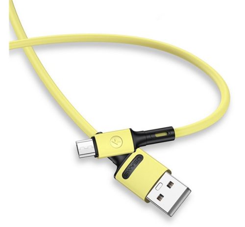 USAMS U52 adatkábel (USB - microUSB, 2A, gyorstöltő, 100cm, törésgátló) CITROMSÁRGA