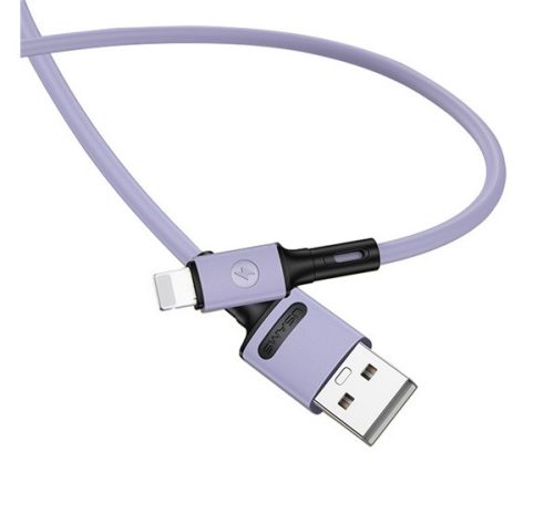 USAMS U52 adatkábel (USB - lightning, 2A, gyorstöltő, 100cm, törésgátló) LILA