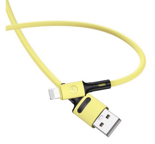 USAMS U52 adatkábel (USB - lightning, 2A, gyorstöltő, 100cm, törésgátló) CITROMSÁRGA