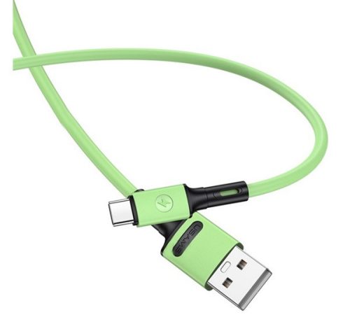 USAMS U52 adatkábel (USB - Type-C, 2A, gyorstöltő, 100cm, törésgátló) VILÁGOSZÖLD