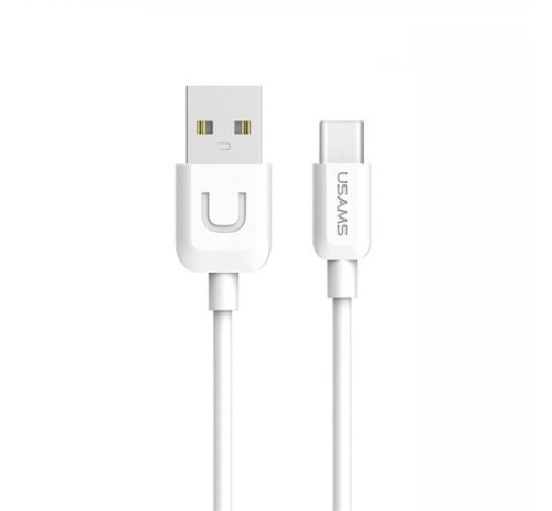 USAMS U-TURN adatkábel (USB - Type-C, 2A, gyorstöltő, 100cm) FEHÉR