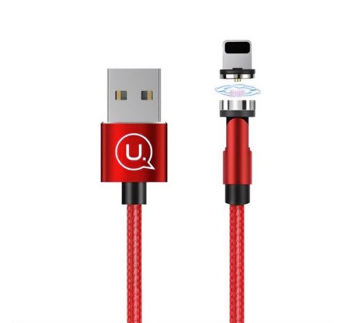 USAMS U59 adatkábel (USB - lightning, 2.1A, gyorstöltő, 100cm, mágneses csatlakozó) PIROS