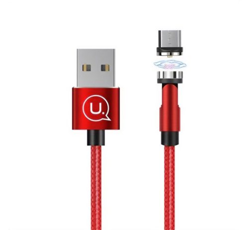 USAMS U59 adatkábel (USB - microUSB, 2.1A, gyorstöltő, 100cm, mágneses csatlakozó) PIROS