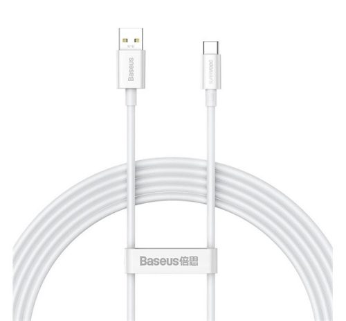 BASEUS SUPERIOR adatkábel (USB - Type-C, 65W, PD gyorstöltő, 200cm, törésgátló) FEHÉR