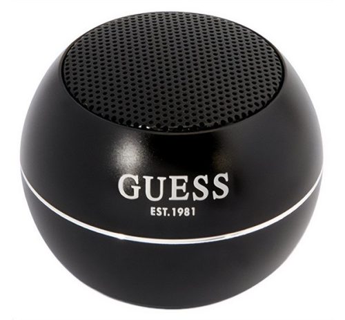 GUESS bluetooth hangszóró (v5.0, 3W, 300mAh belső akku, aluminíum, mini) FEKETE