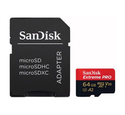 SANDISK EXTREME PRO memóriakártya 64GB (microSDXC, Class 10, UHS-1, 200MB/s) + SD adapter