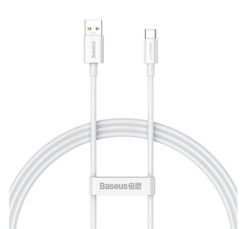 BASEUS SUPERIOR adatkábel (USB - Type-C, 65W, PD gyorstöltő, 100cm, törésgátló) FEHÉR