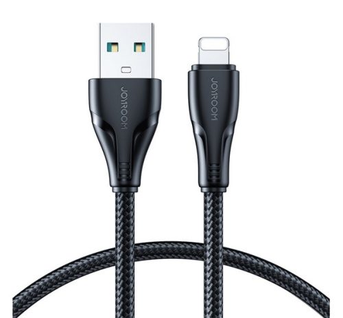 JOYROOM SURPASS adatkábel (USB - lightning, 2.4A, gyorstöltő, 25cm, törésgátló) FEKETE