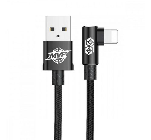 BASEUS MVP adatkábel (USB - lightning, 1.5A, gyorstöltő, 200cm, 90 fokos) FEKETE