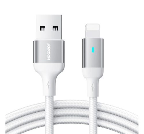 JOYROOM A10 adatkábel (USB - lightning, 2.4A, 300cm, cipőfűző, LED jelzés) FEHÉR