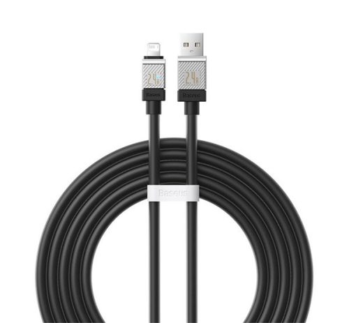 BASEUS COOLPLAY adatkábel (USB - lightning, 2.4A, gyorstöltő, 200cm, törésgátló) FEKETE