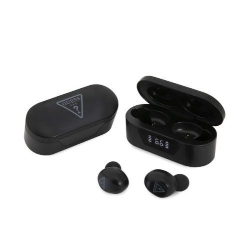 GUESS TRIANGLE bluetooth fülhallgató SZTEREO (v5.0, TWS, mikrofon, zajszűrő, IPX5 vízálló + töltőtok) FEKETE