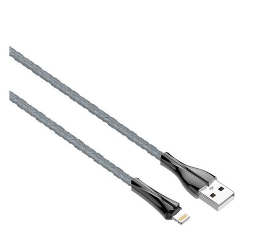 LDNIO LS461 adatkábel (USB - lightning, 2.4A, gyorstöltő, 100cm, LED jelzés) SÖTÉTSZÜRKE