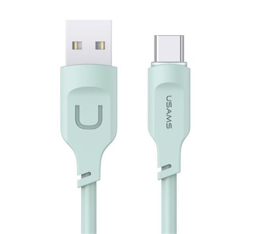 USAMS LITHE SERIES adatkábel (USB - Type-C, 6A, PD gyorstöltő, 120cm, LED jelzés) VILÁGOSZÖLD